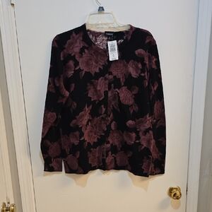 Torrid Sz 00 Black and Burgundy Floral Knit